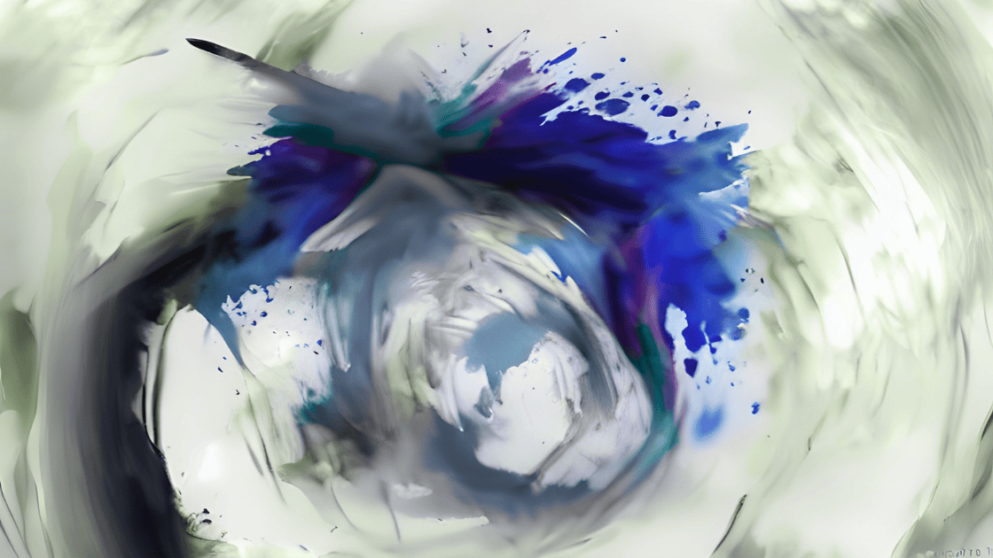 Chaotic watercolour brushstrokes of swirling blues and creams
