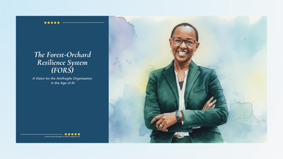 Image of the cover of the FORS executive briefing next to Changentum Founder, Dawn Springett